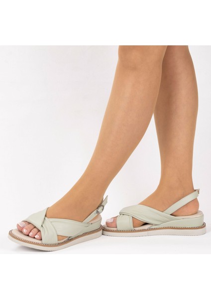 Kadın Deri Günlük Şık Hafif Dolgu Tabanlı Sandalet