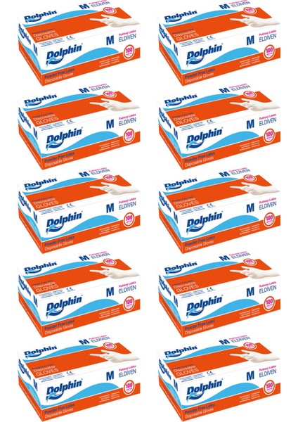 Beyaz Lateks Eldiven Pudrasız (M) 100lü Paket 10 Adet