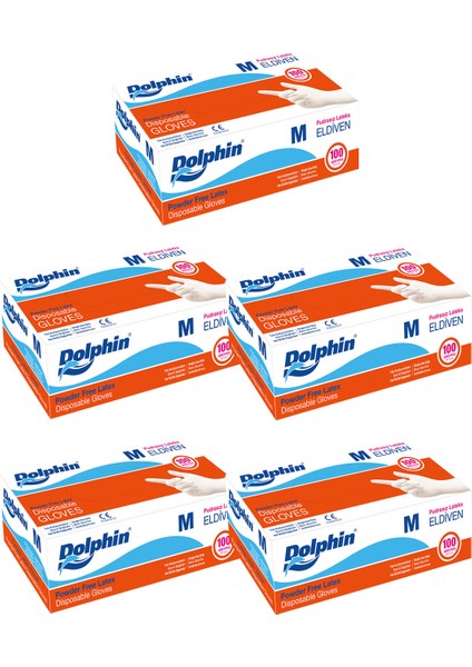 Beyaz Lateks Eldiven Pudrasız (M) 100lü Paket 5 Adet