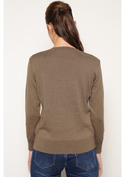 Kadın Vizon %100 Organik Pamuk V Yaka Triko Kazak Bluz TRIST-6102 indirimleri