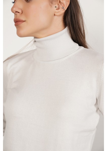 Kadın Buz Gri %100 Organik Pamuk Balıkçı Yaka Triko Kazak Örme Bluz TRIST-6103 fırsatları