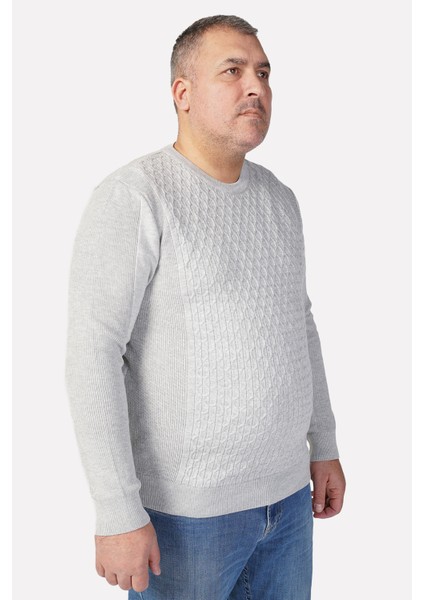 Büyük Beden GRI Pamuklu Erkek Kazak Bisiklet Yaka Günlük Kullanım İçin modelleri