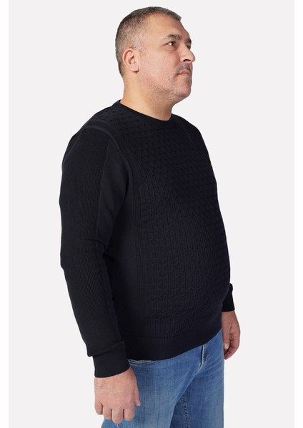 Büyük Beden LACİVERT Bisiklet Yaka Pamuklu Erkek Kazak fiyatları