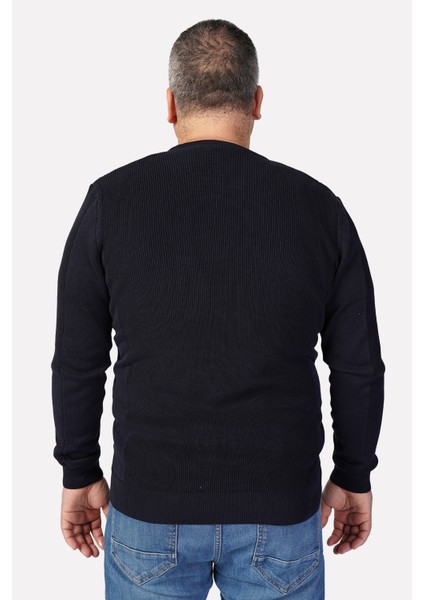 Büyük Beden LACİVERT Bisiklet Yaka Pamuklu Erkek Kazak modelleri