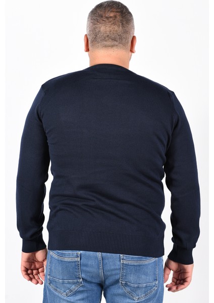 Büyük Beden Erkek Lacivert %100 Pamuk V Yaka Kazak TRIST-2102 fırsatları