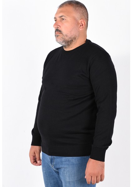 Büyük Beden Lacivert %100 Pamuk Bisiklet Yaka Erkek Kazak TRIST-2101 fiyatları