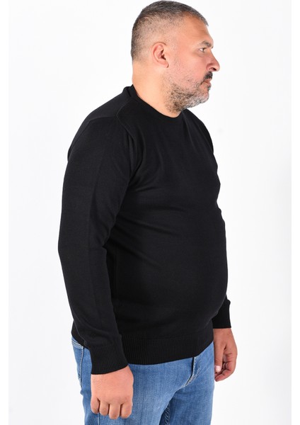 Büyük Beden Lacivert %100 Pamuk Bisiklet Yaka Erkek Kazak TRIST-2101 modelleri