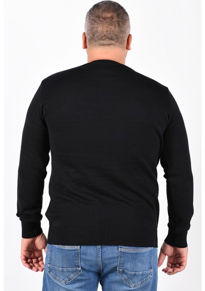 Büyük Beden Lacivert %100 Pamuk Bisiklet Yaka Erkek Kazak TRIST-2101 fırsatları