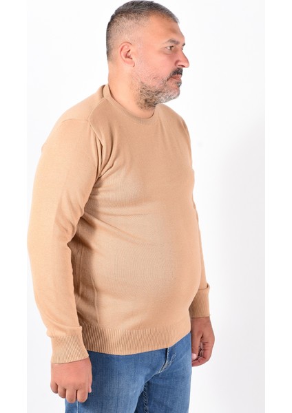 Büyük Beden Camel %100 Pamuk Bisiklet Yaka Erkek Kazak TRIST-2101 fiyatları