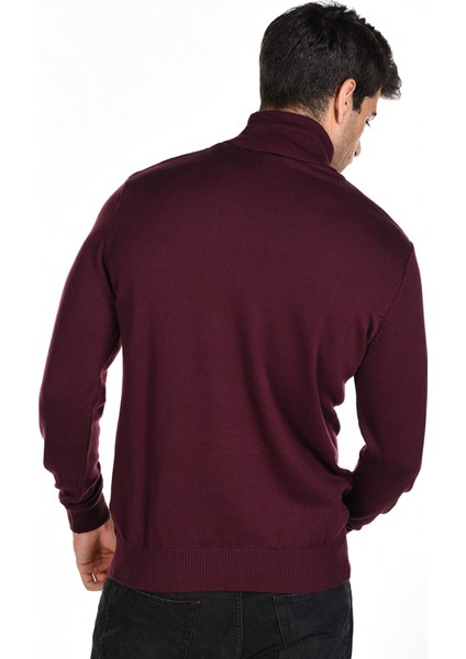 Erkek Bordo %100 Pamuk Balıkçı Yaka Triko Kazak TRIST-1105 modelleri