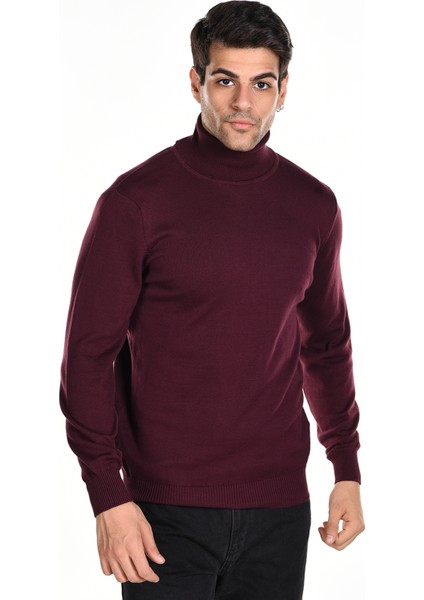 Erkek Bordo %100 Pamuk Balıkçı Yaka Triko Kazak TRIST-1105 fırsatları