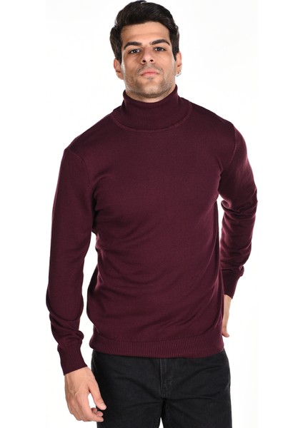 Erkek Bordo %100 Pamuk Balıkçı Yaka Triko Kazak TRIST-1105 indirimleri