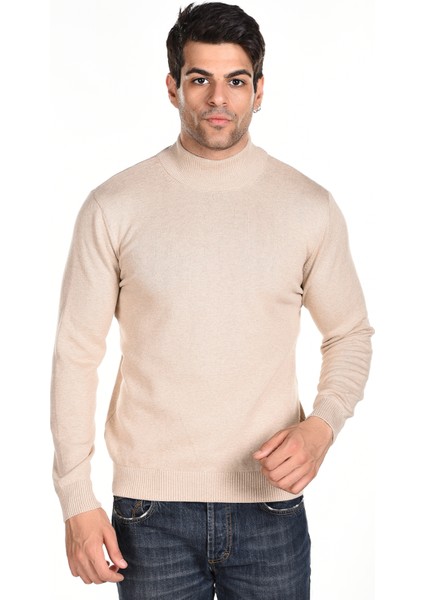 Erkek Bej %100 Pamuk Yarım Balıkçı Yaka Triko Kazak TRIST-1104 indirimleri