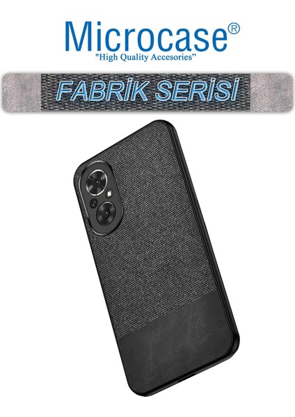 Honor 50 Se Fabrik Serisi Kumaş ve Deri Desen Kılıf - Siyah