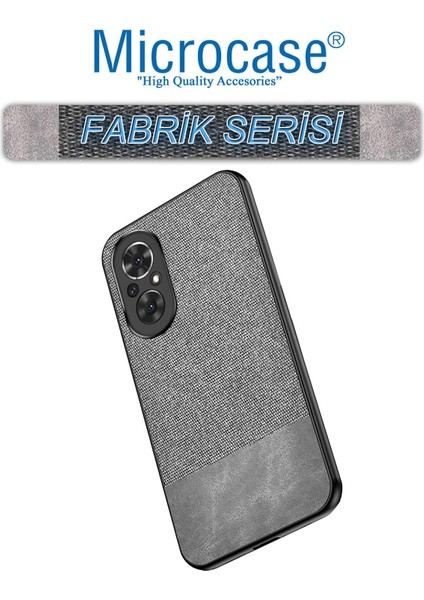 Honor 50 Se Fabrik Serisi Kumaş ve Deri Desen Kılıf - Gri