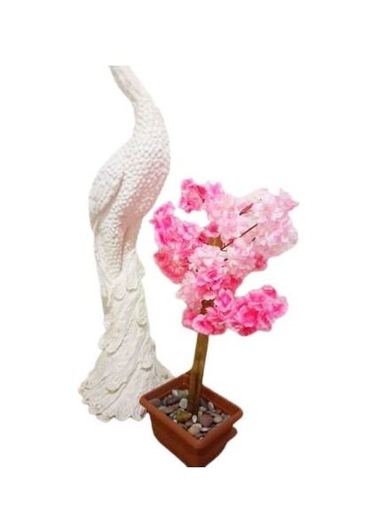 65 cm Boyunda Pembe Bahar Dalı Mini Pembe Bahar Dalı Ağacı Çiçek