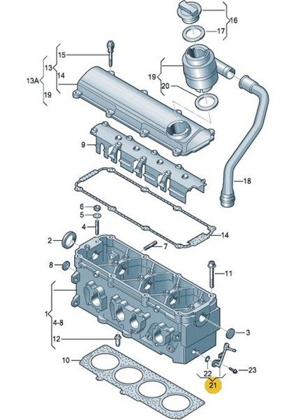 Vw Volkswagen Golf Mk4 1998-2004 Silindir Kapağı Havalandırma Hava Alma Borusu 06A103212A