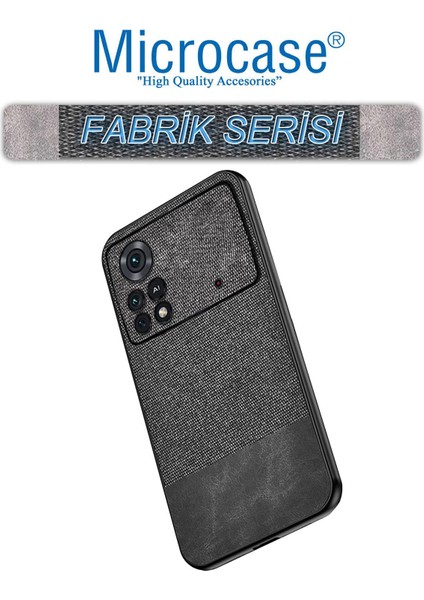 Xiaomi Poco X4 Pro 5g Fabrik Kumaş ve Deri Desen Kılıf - Siyah