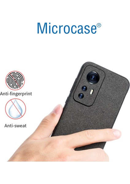 Xiaomi 12 Pro Fabrik Kumaş ve Deri Desen Kılıf - Siyah indirimleri