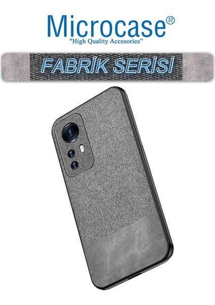 Xiaomi 12 Fabrik Kumaş ve Deri Desen Kılıf - Gri