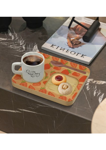 Kişiye Özel Doğal Ahşap Sunum Tabağı ve Türk Kahvesi Fincanı Hediye Seti - Model 14 modelleri