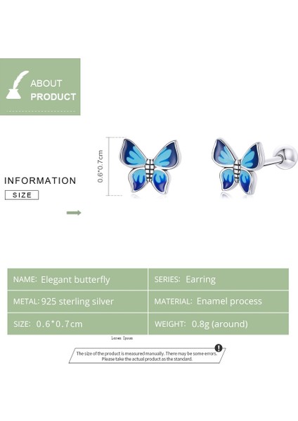S925 Sterlıng Gümüş Kelebek Kulak Çıtçıtları Kadın Küpe (Yurt Dışından) modelleri