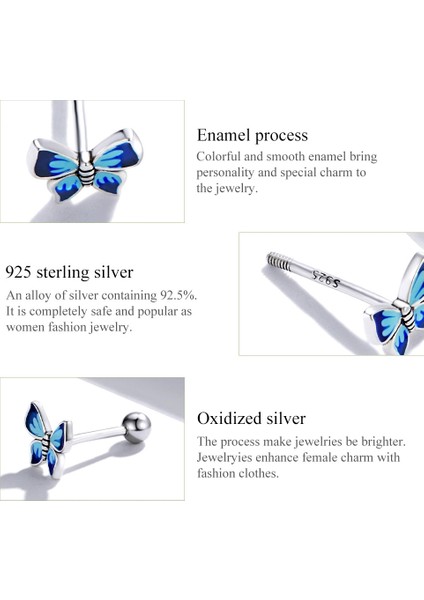 S925 Sterlıng Gümüş Kelebek Kulak Çıtçıtları Kadın Küpe (Yurt Dışından) fırsatları