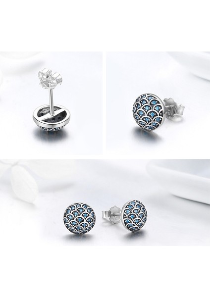 S925 Gümüş Dalga Deseni Küpe Kakılış Mavi Kristal Küpe (Yurt Dışından) modelleri