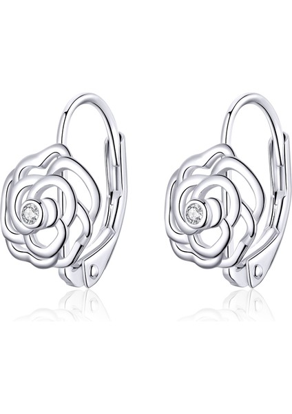 Gül Sterling Gümüş Platin Kaplama Küpe Kadın Küpe (Yurt Dışından)