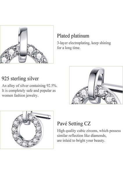 S925 Gümüş Küçük Çember Küpeler Platin Kaplama Zirkon Gümüş Küpe (Yurt Dışından) fırsatları