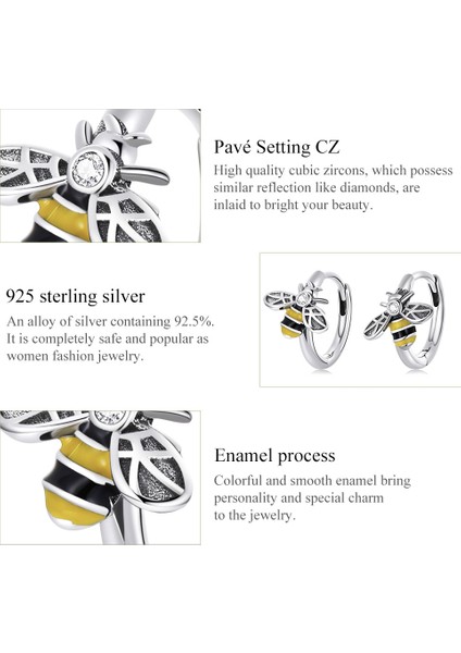 S925 Sterlıng Gümüş Mini Bee Kadın Küpe (Yurt Dışından) fırsatları