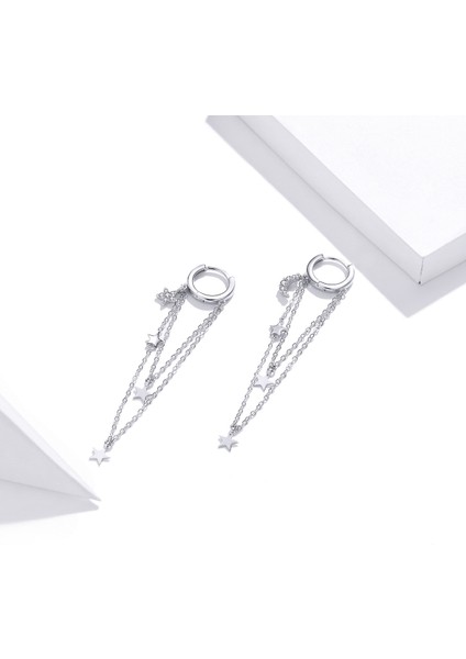 S925 Sterlıng Silver Star Moon Tassel Kadın Küpe (Yurt Dışından) fiyatları