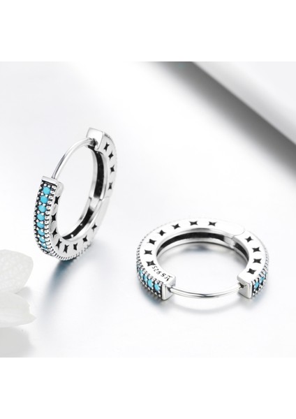 Basit Sparkle S925 Gümüş Küpe (Yurt Dışından)