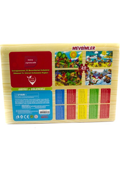 Ahşap Puzzle Mevsimler 20 Parça Puzzle Çarpım Tablosu