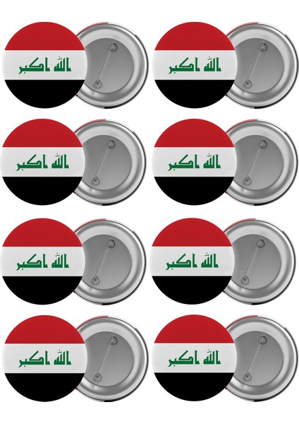 Irak Bayrağı Çanta Rozeti Seti 8 Adet En Büyük Boy 5.8cm Iğneli Broş