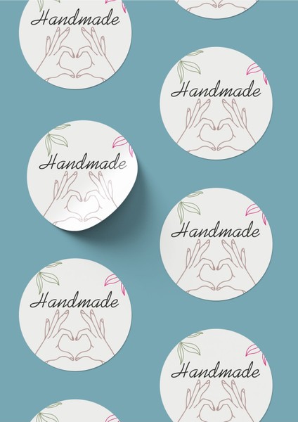 Foldart Hand Made Etiketi Yuvarlak Sticker 4CMX4CM 70 Adet