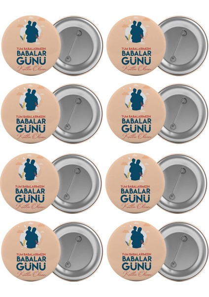 Babalar Günü Çanta Rozeti Seti 8 Adet En Büyük Boy 5.8cm Iğneli Broş