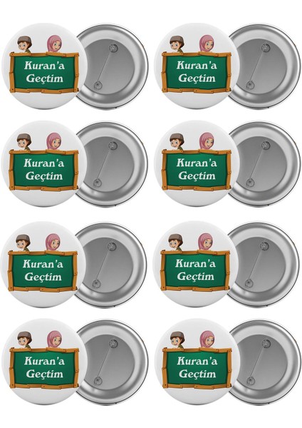 Kurana Geçtim Çanta Rozeti Seti 8 Adet En Büyük Boy 5.8cm Iğneli Broş