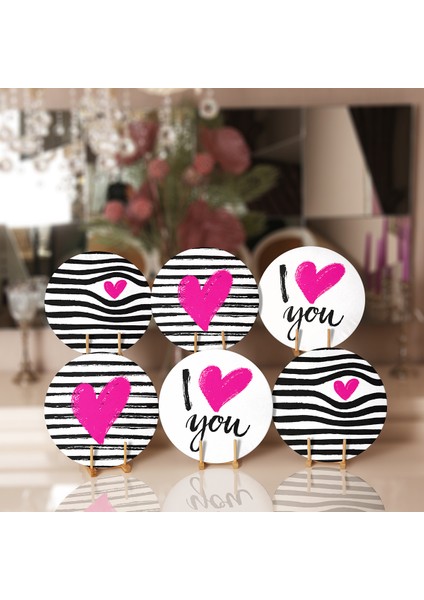 6'lı I Love You Temalı Özel Tasarım Servis Altlığı & Supla