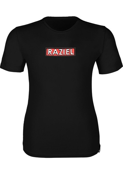 Razıel Oversıze  Kabartma Işaret Baskılı Siyah T-Shirt