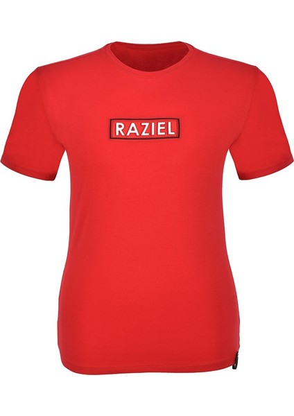 Razıel Oversıze  Kabartma Amblem Baskılı Kırmızı T-Shirt