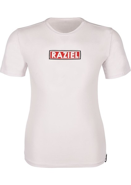 Razıel Oversıze  Kabartma Amblem Baskılı Beyaz T-Shirt