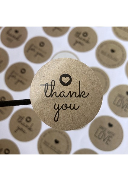 Kraft Görünümlü Kuşe Sticker 4X4CM 70 Adet Karışık