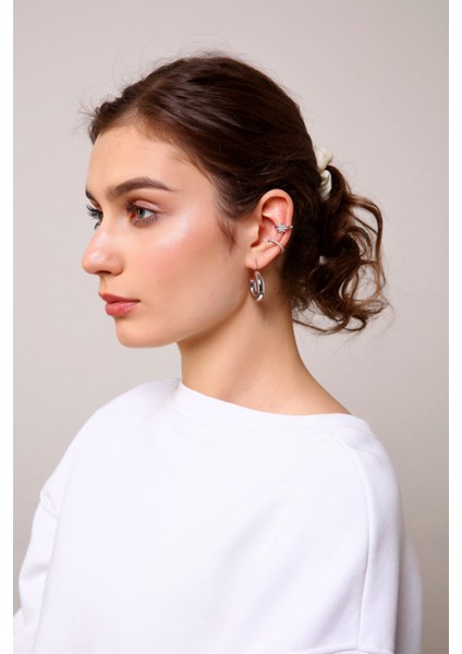 2'li Gümüş Renk Kuzey Yıldızı Earcuff