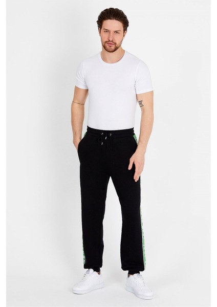 Yeşil Şeritli Siyah Erkek Eşofman Altı indirimleri