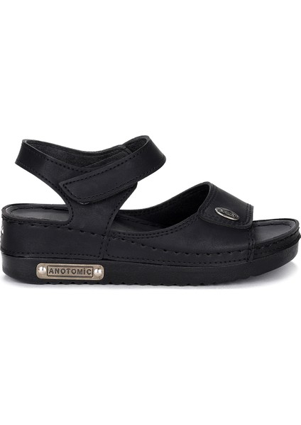 Ary 07-109 Günlük 5 cm Topuk Cırtlı Bayan Sandalet Terlik Siyah fırsatları