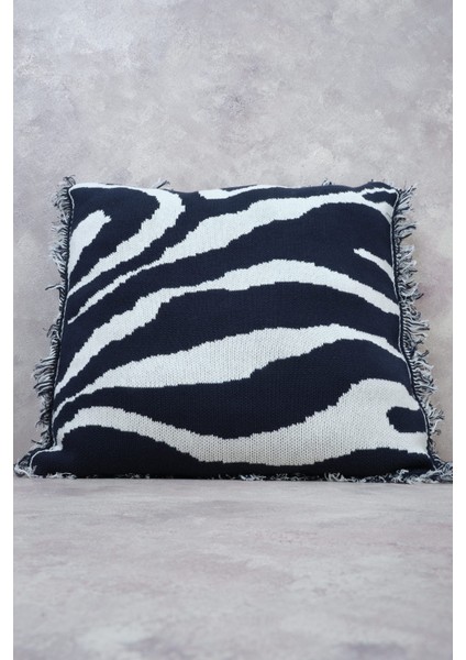 ZEBRA PILLOW %100 Organik Pamuk Triko Yastık Kılıfı 45X45 CM - Lacivert