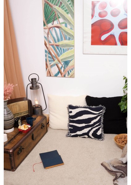 ZEBRA PILLOW %100 Organik Pamuk Triko Yastık Kılıfı 45X45 CM - Lacivert fırsatları