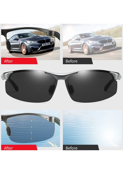 Dikdörtgen Çerçevesiz Balıkçılık Güneş Gözlüğü Erkekler Için - Polarize UV400 Lens (Yurt Dışından)