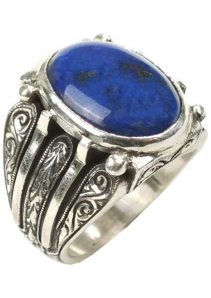 925 Ayar Gümüş Oval Lapis Taşlı Erkek Yüzük